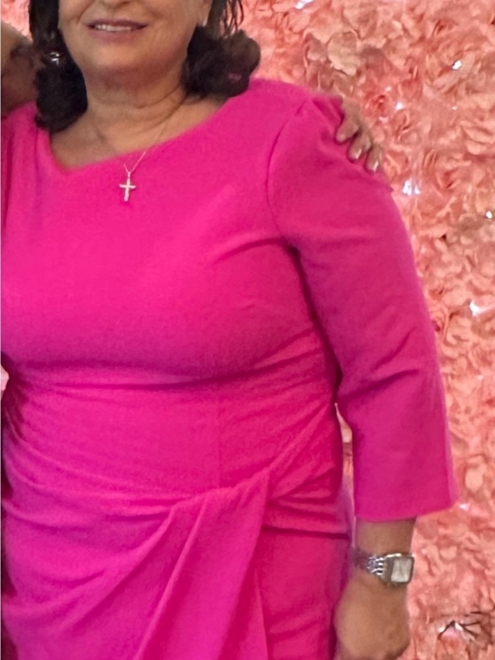 Teri Jon Hot Pink Textured Dress